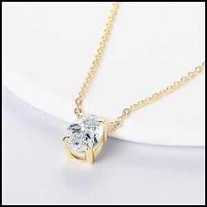 2ct Oval Moissanite Pendant Necklace 925 Sterling Silver Platinum Plated